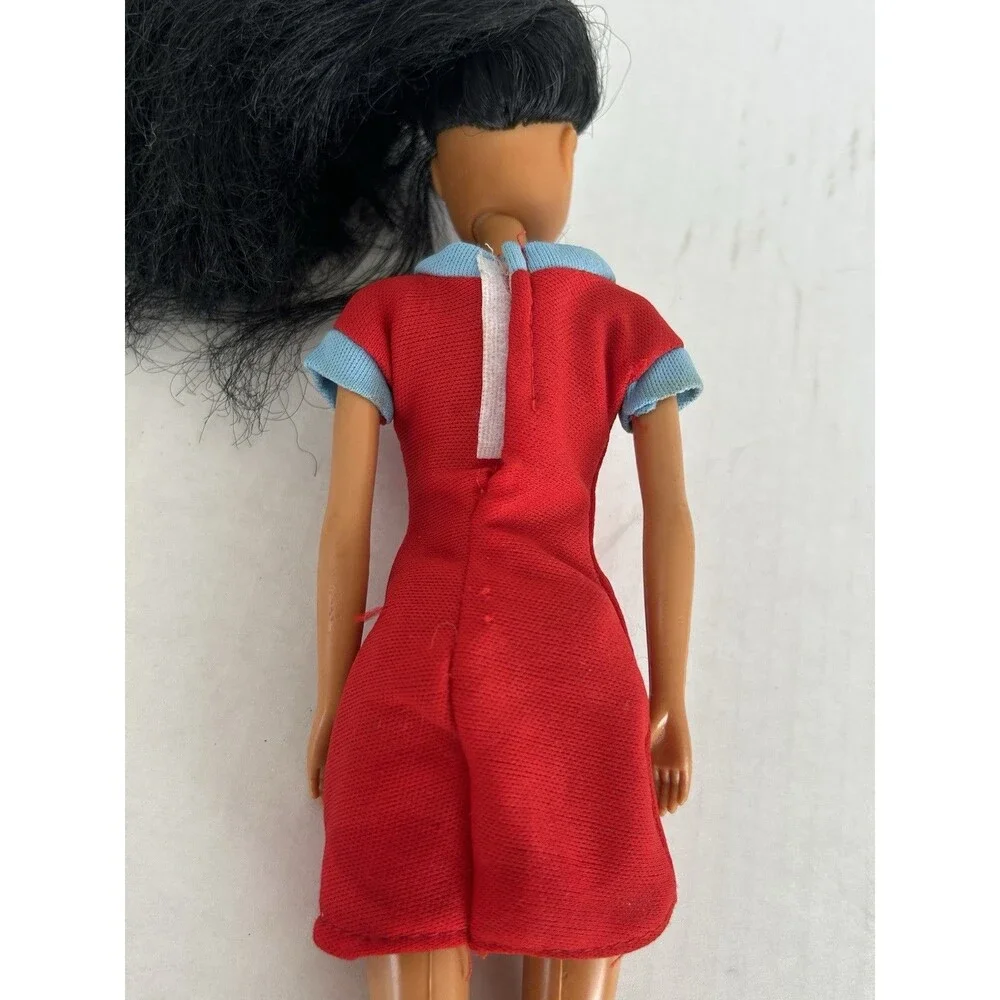 Vintage 1993 Totsy Fashion Doll 11.5” Black Hair Brown Eyes Red Dress